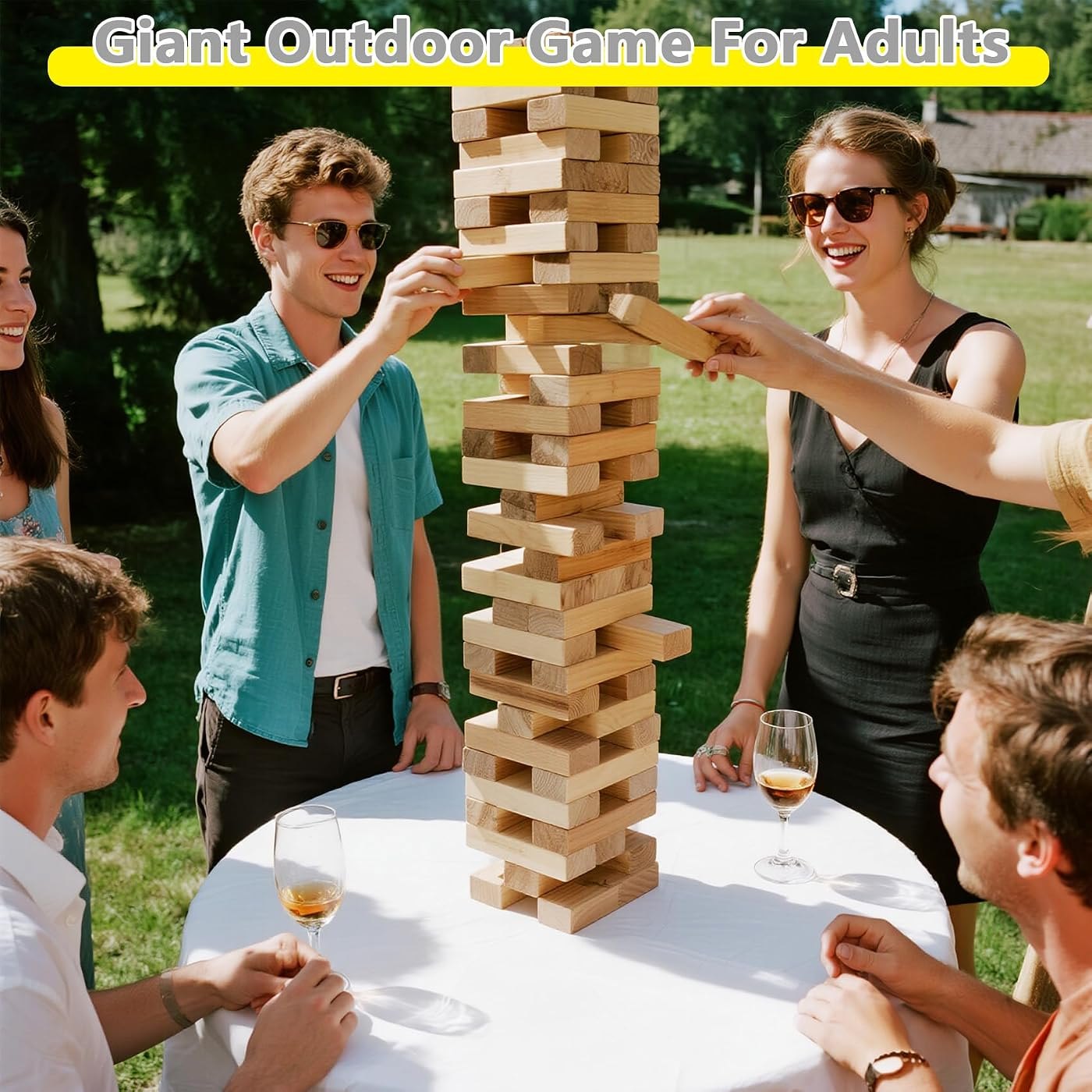 57-Piece Giant Tumbling Tower, stacks past 4.2 ft — view 2