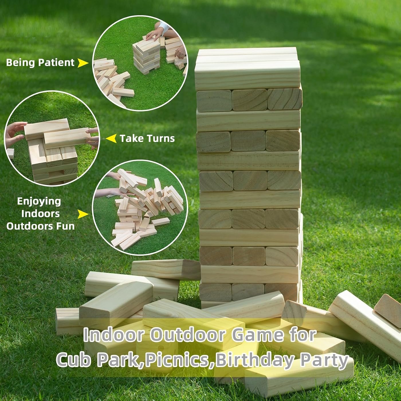 60-Piece Giant Tumble Tower with dice and scoreboard, stacks to 5 ft — view 5