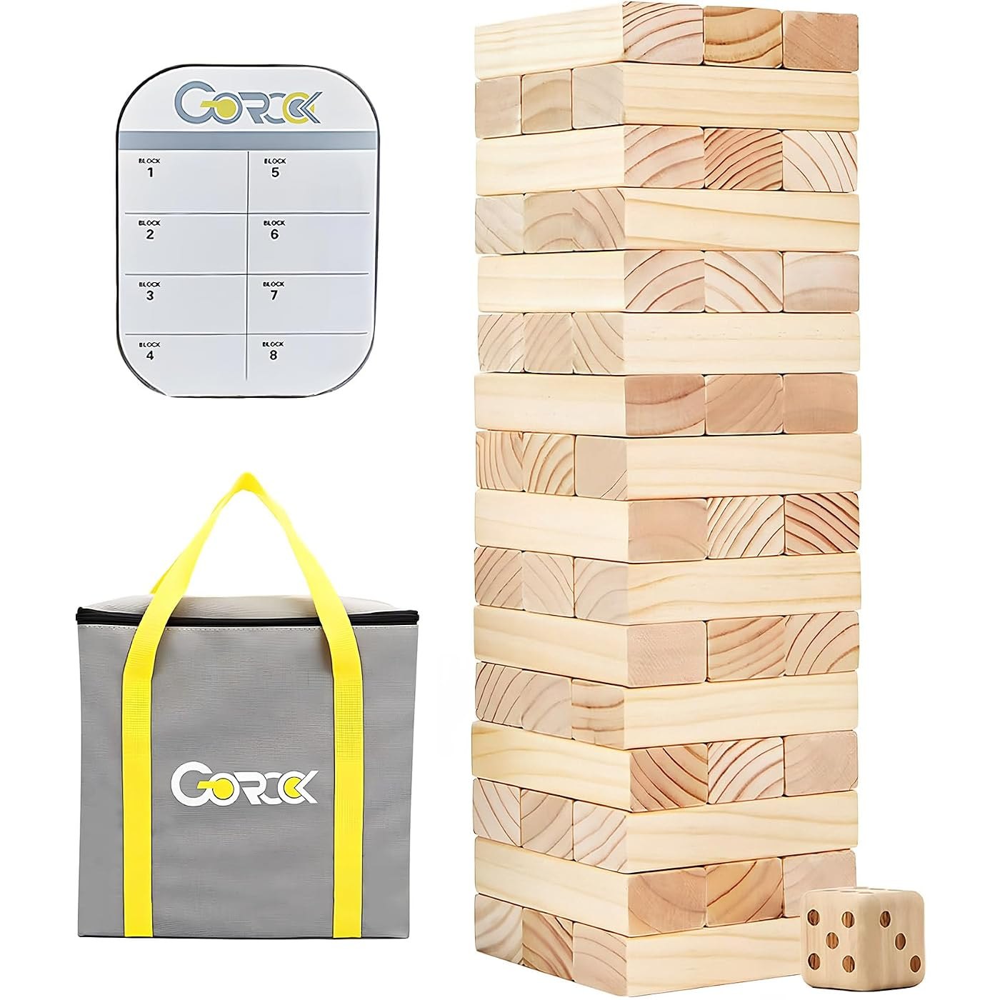 60-Piece Giant Tumble Tower with dice and scoreboard, stacks to 5 ft — view 7