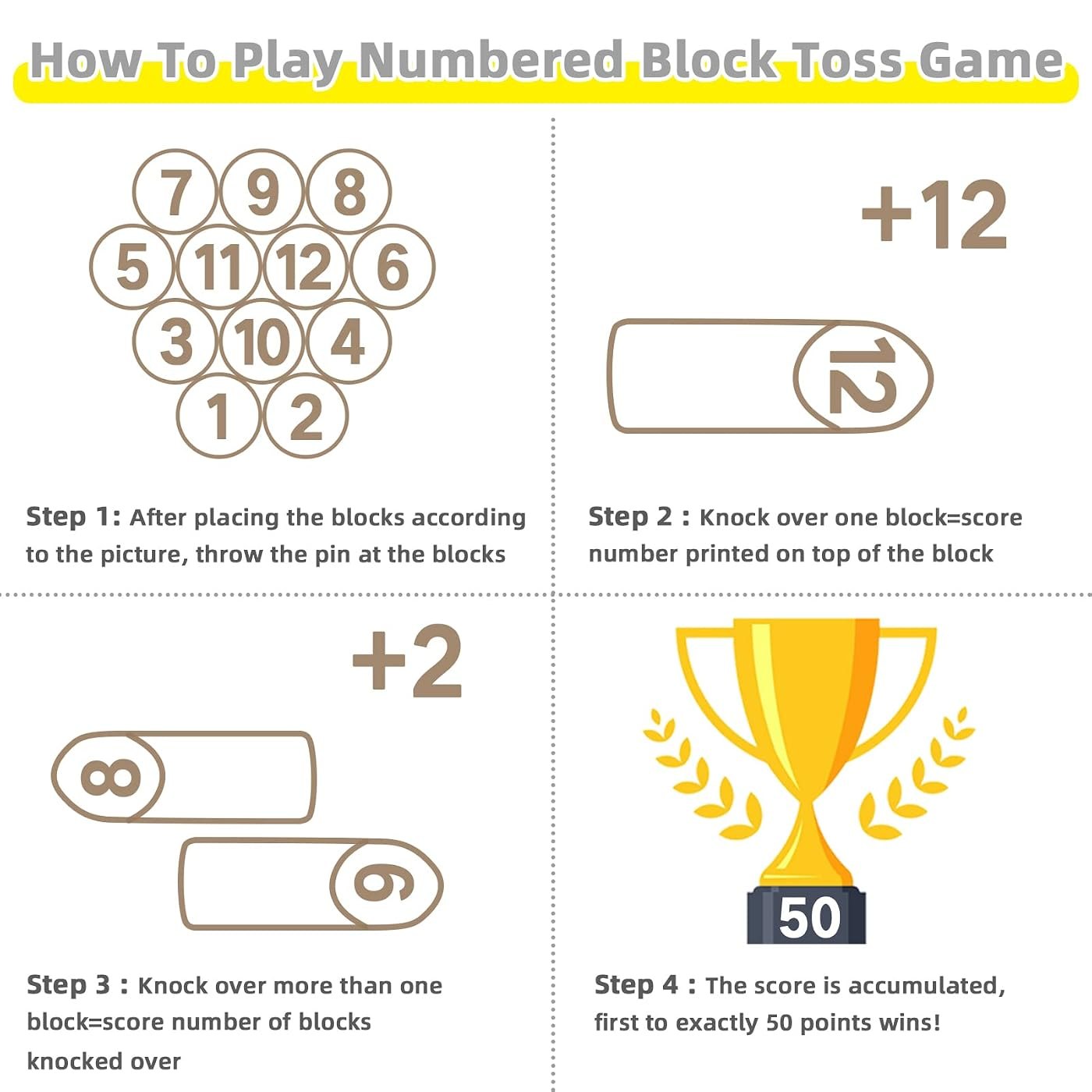 Numbered Block Toss Set, 12 blocks and a throwing pin — view 2